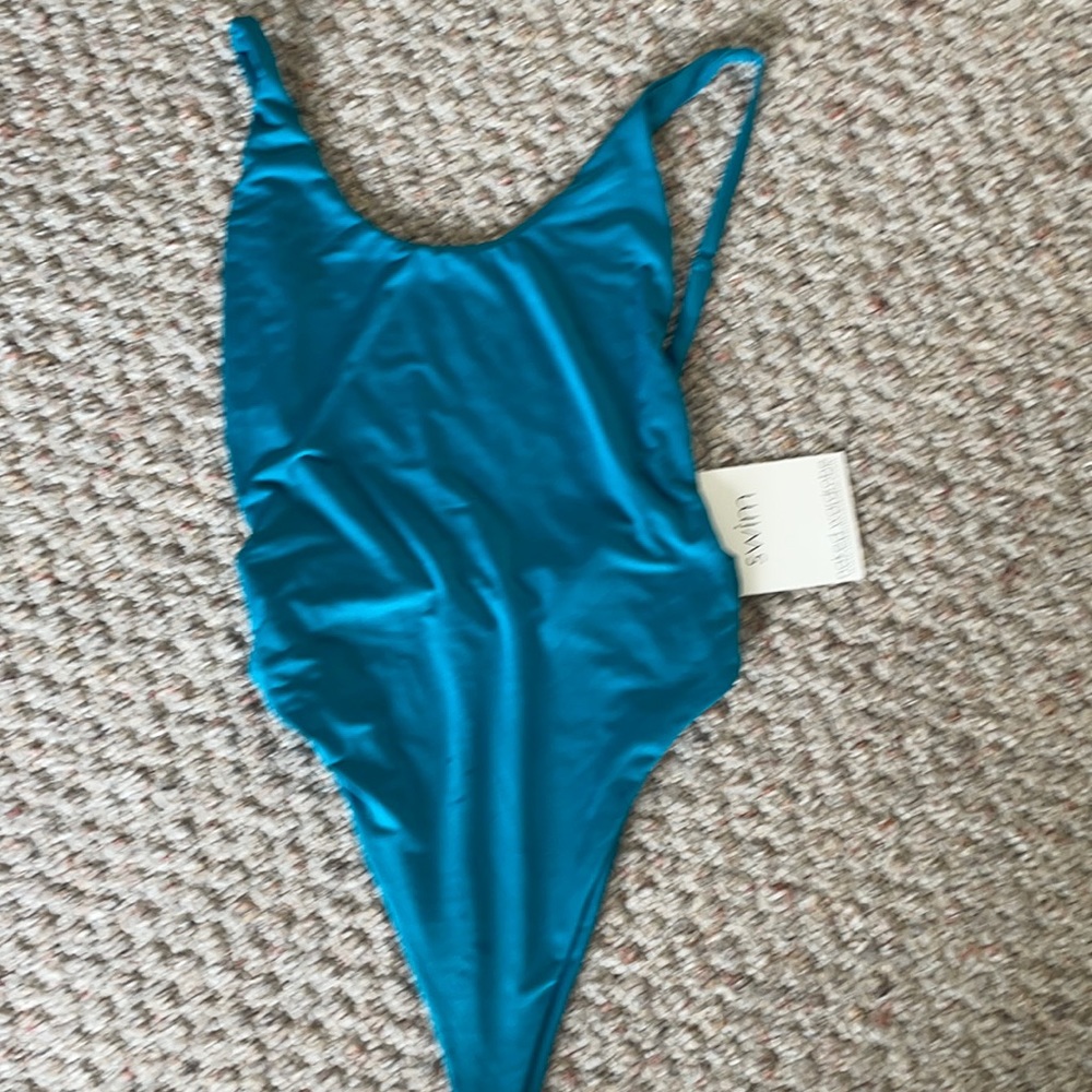 Naked wardrobe teal one piece high waist onepiece